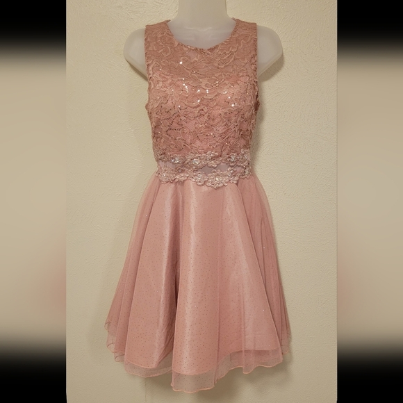 Vintage Y2k 80s 90s Prom Dress Formal Sleeveless Tulle Skirt Embellished Pink - Picture 1 of 12